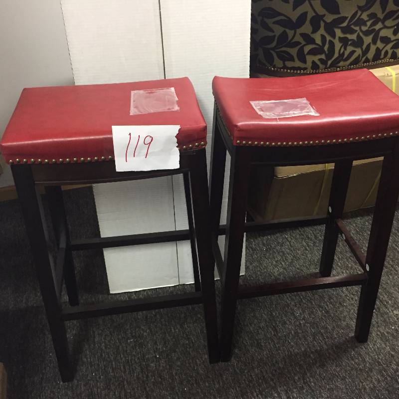 lot 119 image: Lot of 2 Allure Bar Stools Red