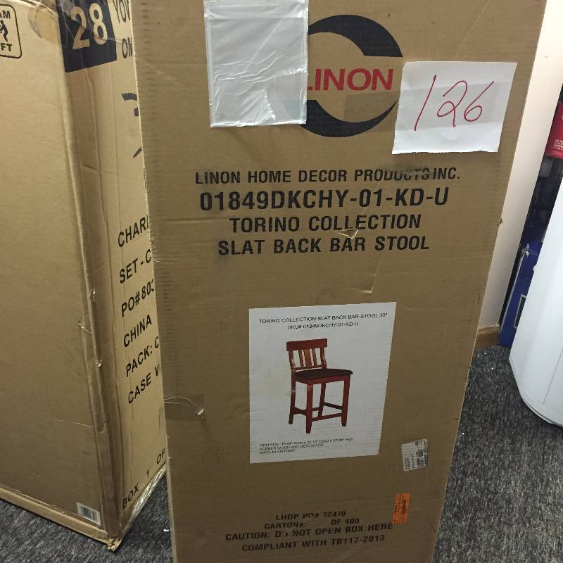 lot 126 image: Linon Home Slat Back Bar Stool