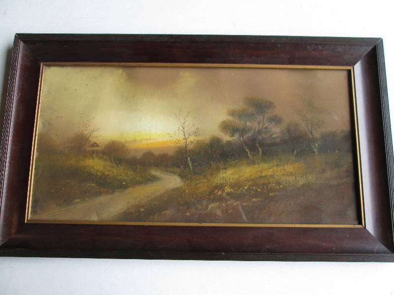 Framed vintage art work, 28.5 x 16....