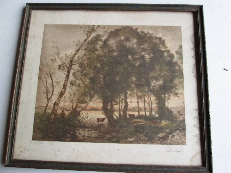 Vintage framed print The Lake 22 ...