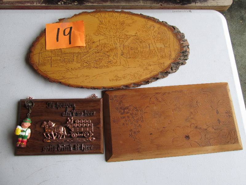 Carved wood dcor 19 x 10 and 7 x ...