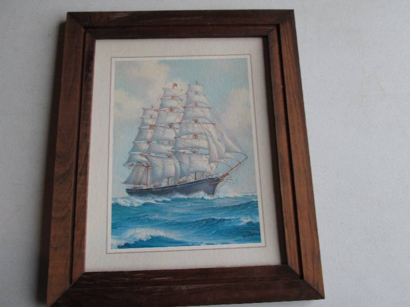 Framed ship, 14 x 17...