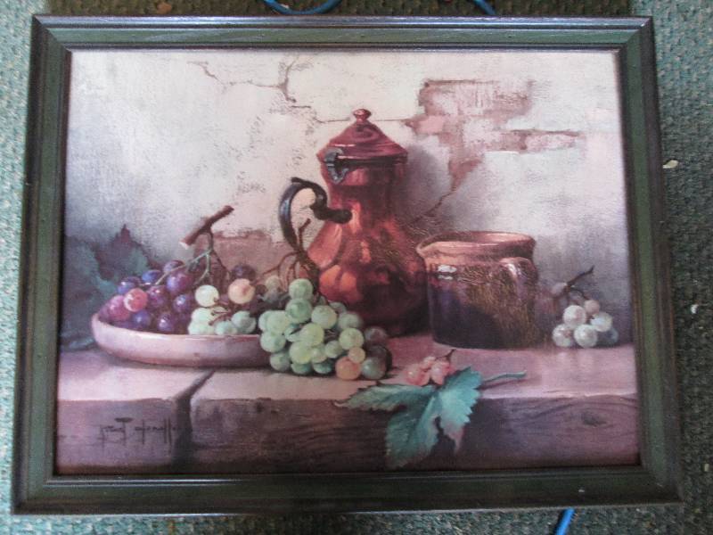 Framed grape scene 26 x 21...