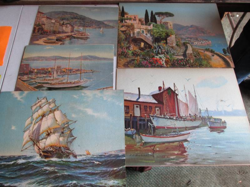 Lot of ship prints on paper board...