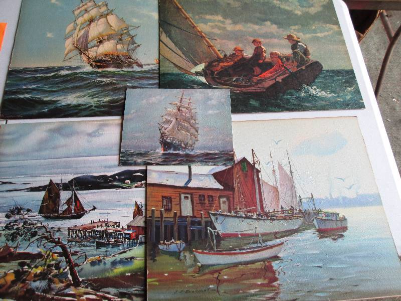 Lot of ship prints on paperboard...