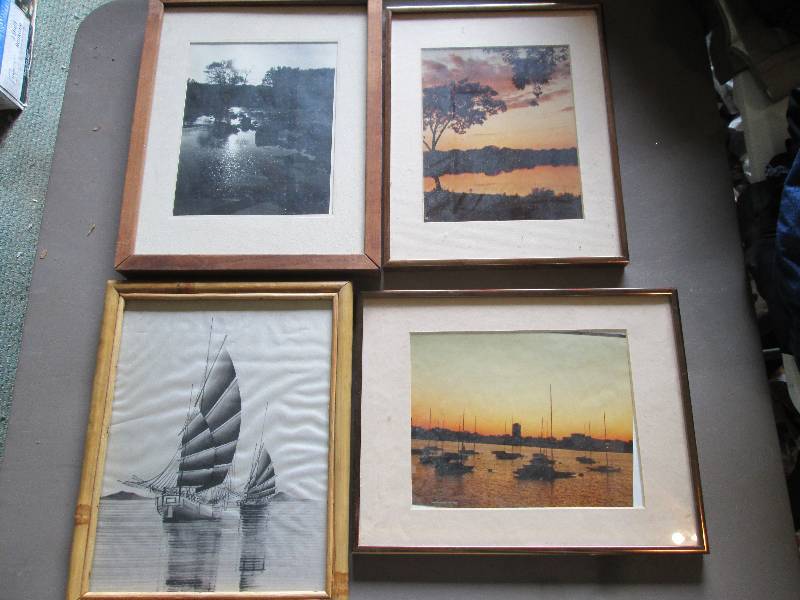 Framed water scene prints...