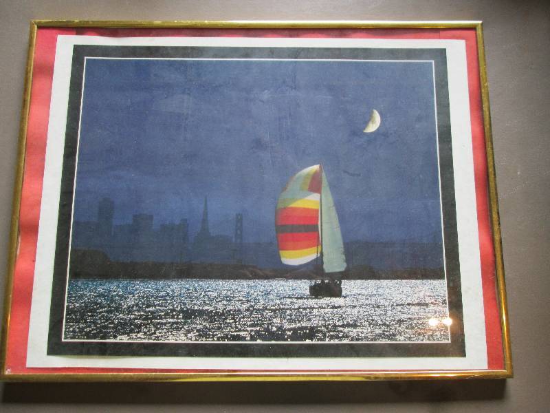 Framed sailboat scene, 18 x 24...