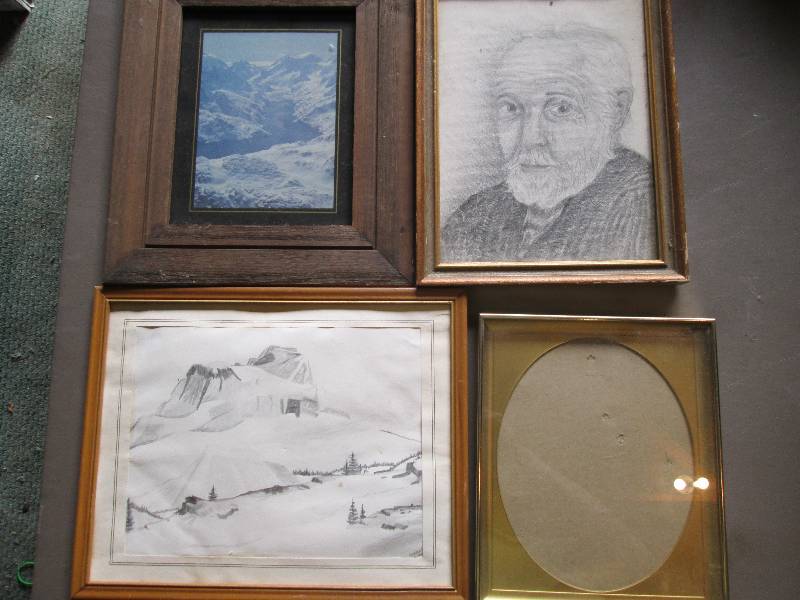 2 hand sketches mountain scene and ...