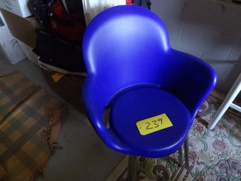 lot 239 image: Pair of Blue Plastic Chairs