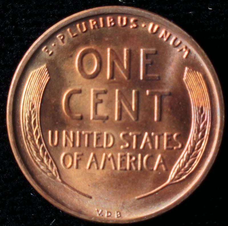 1909 VDB LINCOLN WHEAT CENT UNC TONED