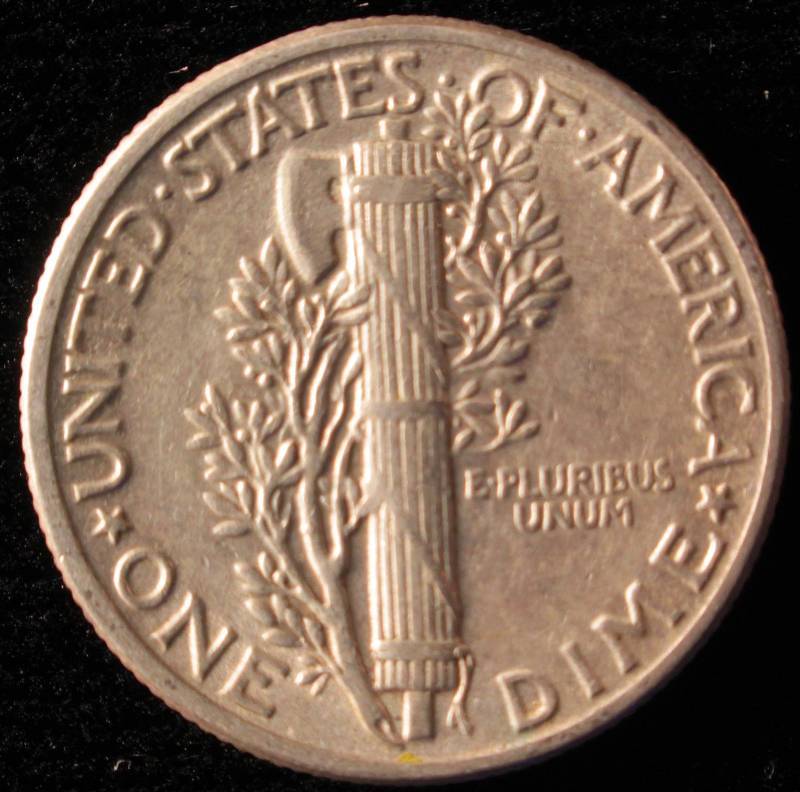 1944 MERCURY SILVER DIME XF