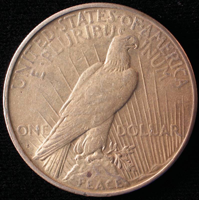1925 S PEACE SILVER DOLLAR VF