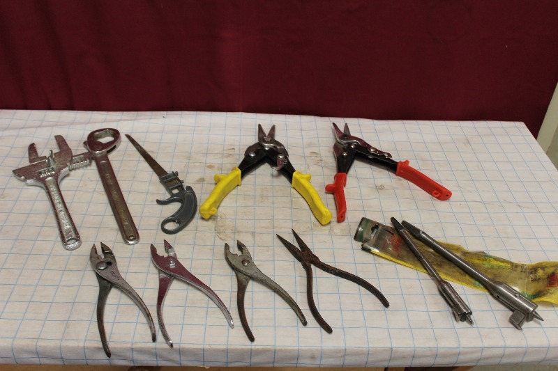 Assorted Pliers, Tools, etc..