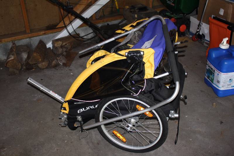 lot 3 image: Burley Tow-Along Bike Trailer For Kids YellowBlue Dual Tires wRims Includes Additional Hardware 36 x 28 x 32.
