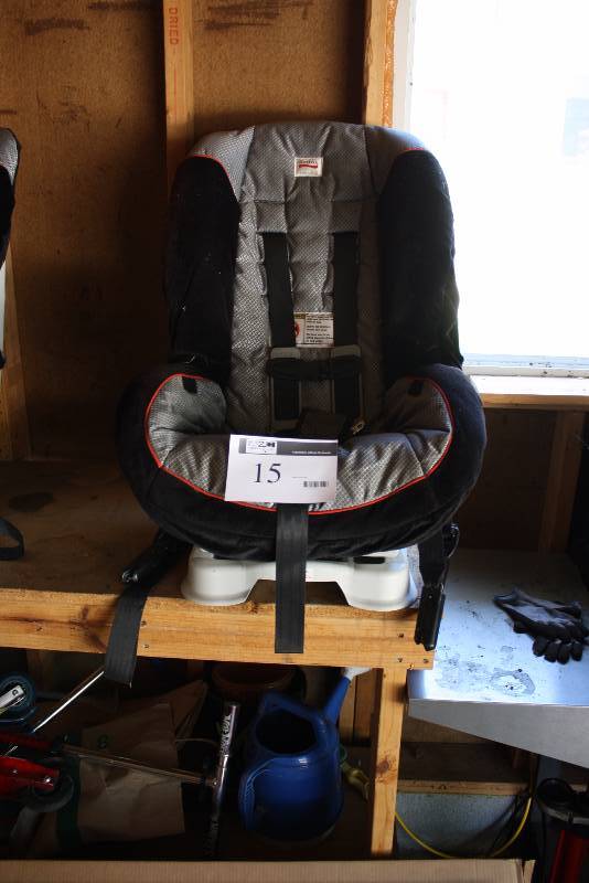 lot 15 image: Marathon Childrens Car Seat Black wGray Upholstery Belt Buckle 5-33Lbs Rear Facing Forward Facing Max 65 lbs.