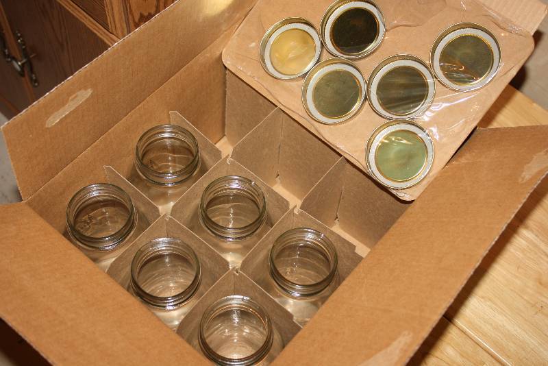 lot 31 image: Box Lot of Glass Mason Jars wLids (6).