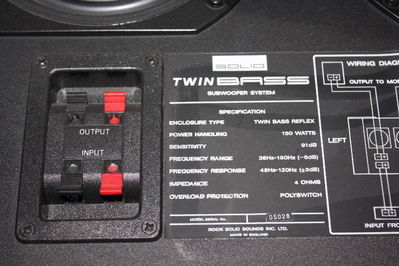 Solid Twin Bass Subwoofer System; Enclosure Type Twin Bass Reflex; Power  Handling 150W; 91dB. | South Minneapolis Moving Sale | K-BID