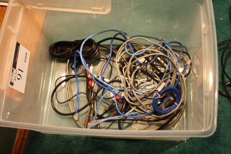 lot 91 image: Bin Lot of Miscellaneous Cables.