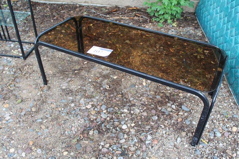 Black Metal Framed Tinted Glass Coffee Table