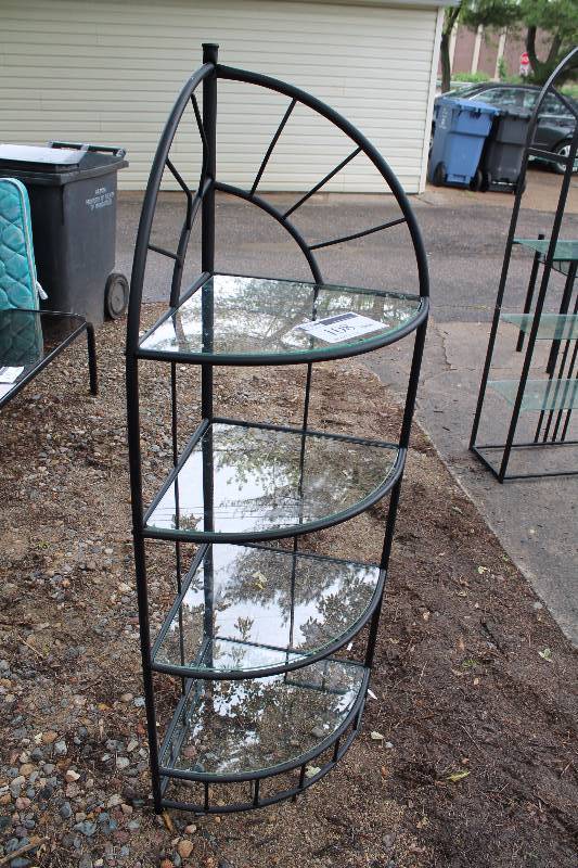 Black Metal Framed Corner Glass Shelf