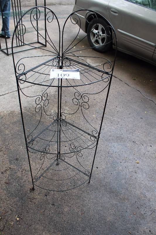 Black Metal Framed Corner Glass Shelf