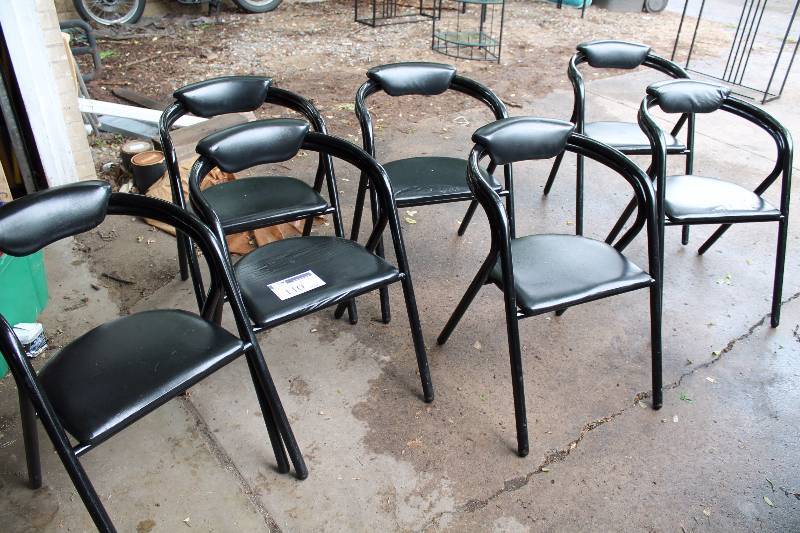 Lot of (7) Black Metal Frame Cushioned Chairs