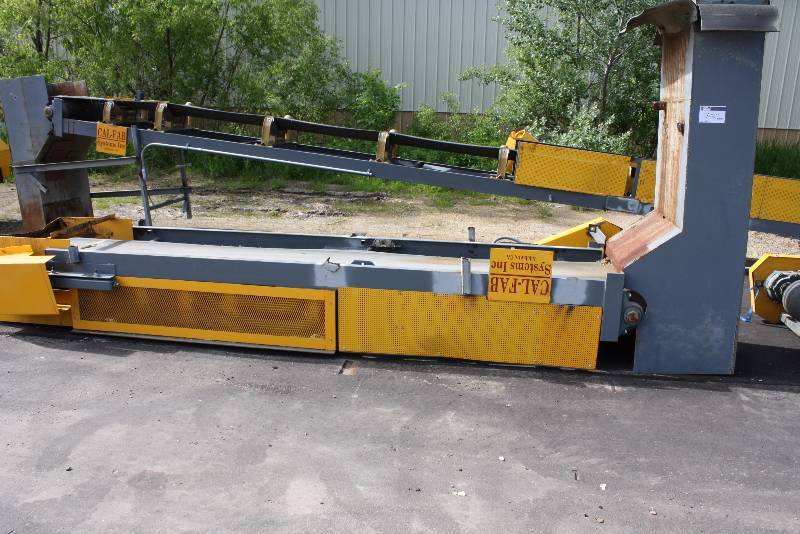 Cal-Fab Systems Inc. Stack-Loading Commercial Conveyor Belt System wMetal Frame & Belt 16.5 x 4 Stack 7 Tall Tested & Operational Yellow.