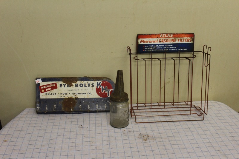 Vintage Gasoline Filter and Eye Bolt Organizers