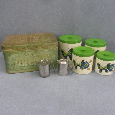 lot 52 image: Canisters, Bread Box, Creamers