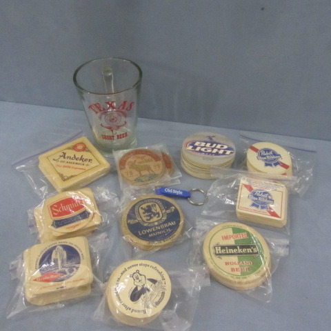 lot 65 image: Beer Coasters, Pitcher, Key Ring