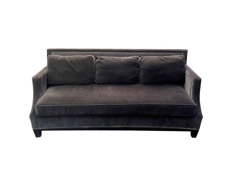 NO RESERVE  Unbelieveable Like New Charcoal Velvet Sofa From Macys