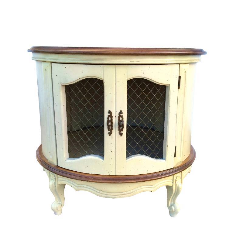 Vintage Side Table Marble Top - 23 Tall & 25 12 in Diameter