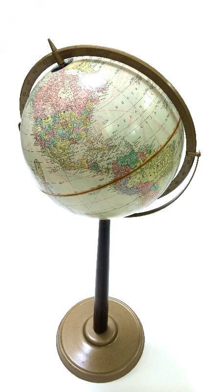 Mid-Century Cream Colored Standing Globe -33 Tall