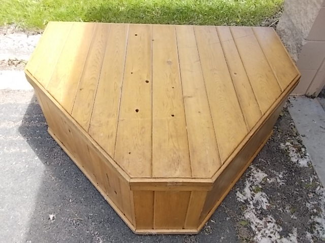 Hand Crafted Knotty Pine Storage Table