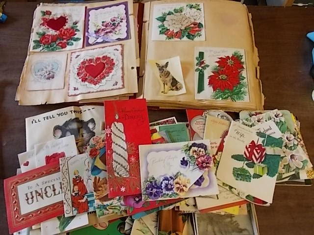 Large Lot Of Old (1950s) Valentines, Cards, Scrap Book