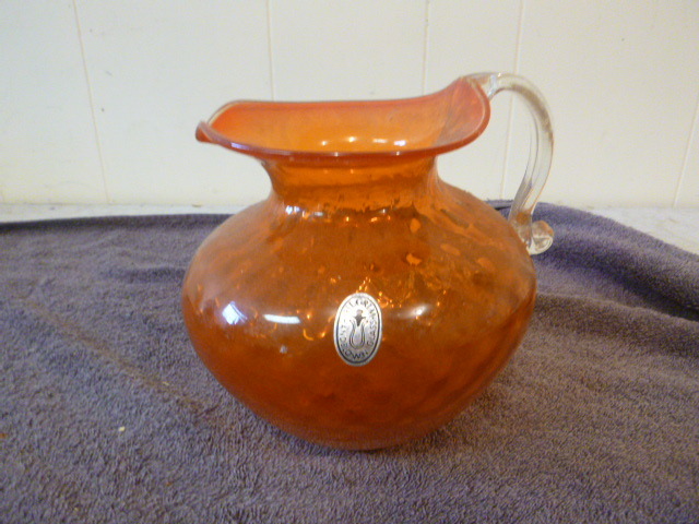 lot 111 image: Pilgrim Hand Blown Glass Pitcher
