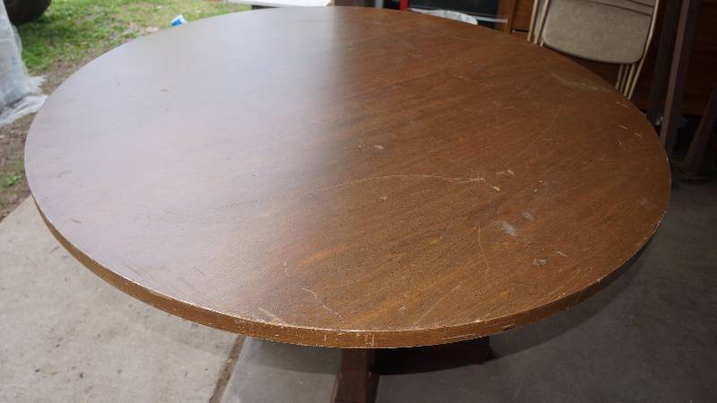 lot 35 image: Vintage Round Conference Room Table