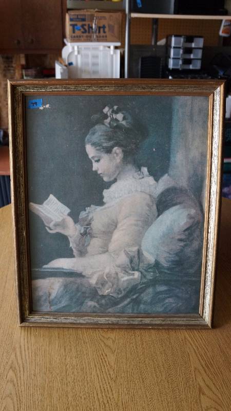 lot 79 image: Vintage Woman Reading Framed Print