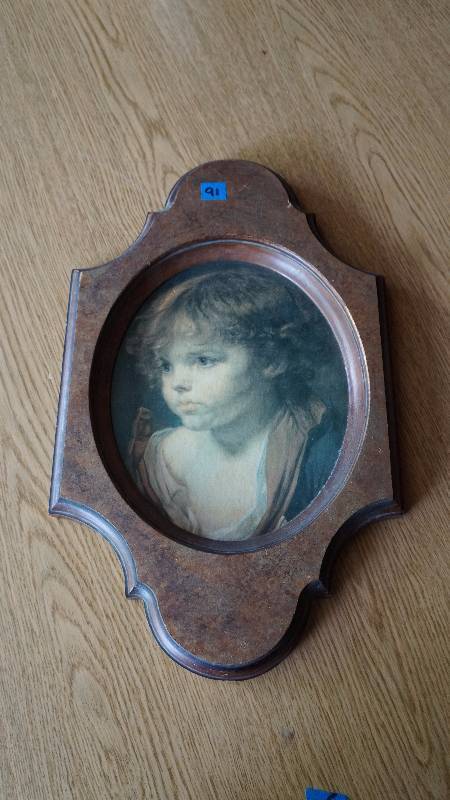 lot 91 image: Vintage LEnfant Blonde by Artist Greuze Framed Print