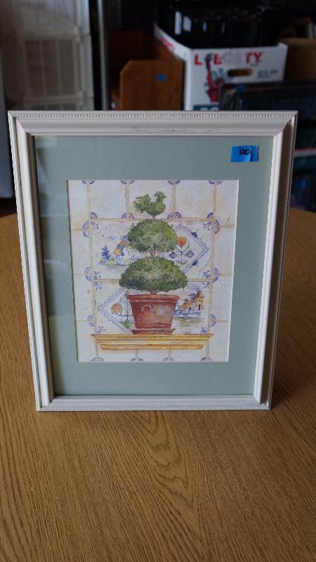 lot 100 image: Topiary Tree with Chicken on Top Framed Print