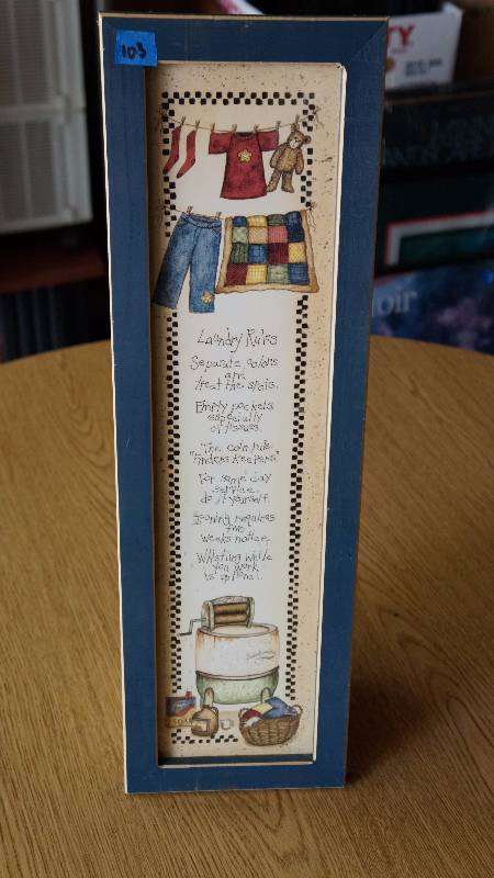 lot 103 image: Laundry Rules Framed Print