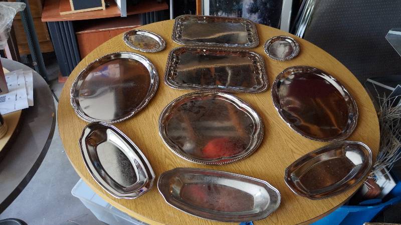 lot 112 image: Lot of Faux Silver Serving Dishes