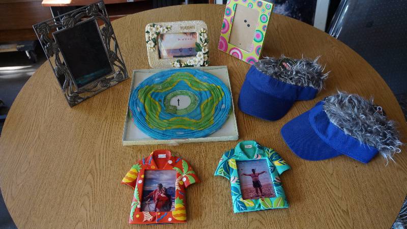 lot 164 image: Lot of Picture Frames, Hanging Lantern & 2 Hats