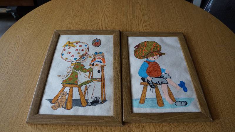 lot 183 image: Set of 2 Holly Hobbie () Homemade Framed Prints