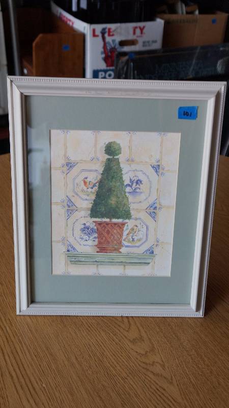 lot 101 image: Topiary Tree with Ball on Top Framed Print