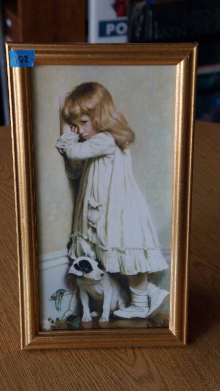 lot 102 image: Child in Corner with Dog Framed Print