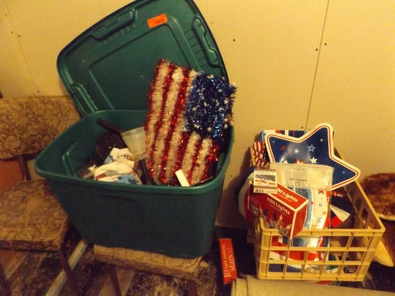 Tote of 4th of July Decorations