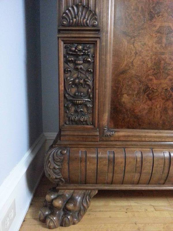 Mid-Century German Veneered Burl Walnut Sideboard Cabinet