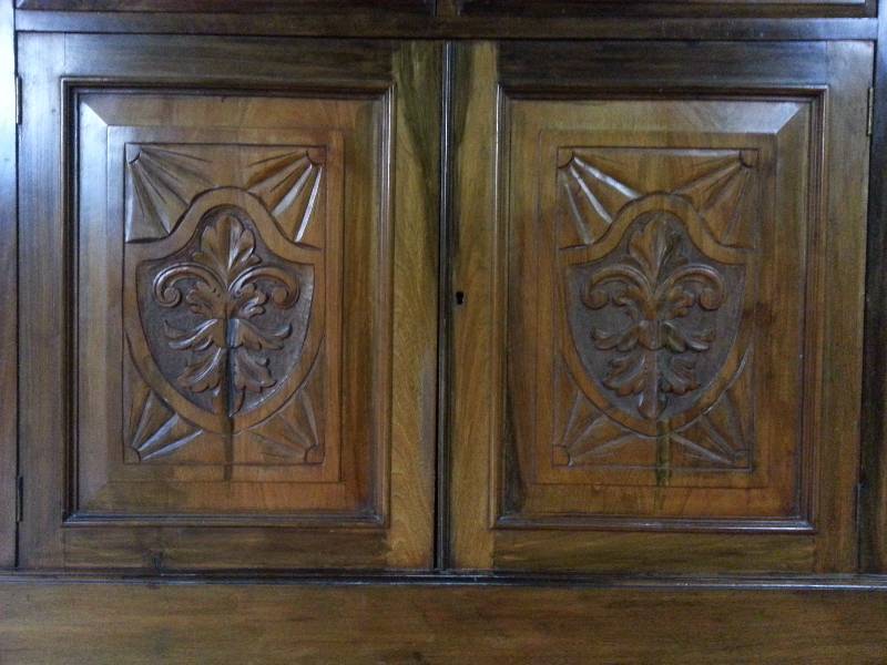Victorian English Glazed Walnut Wavy Glass Bookcase Cabinet