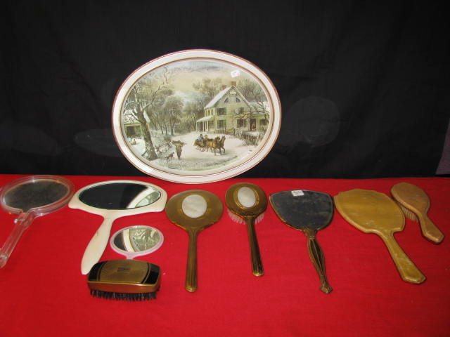 vintage hand mirrors and hairbrush sets